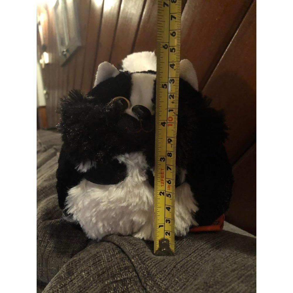 Adventure Planet Skunk Plush Stuffed Animal Black White Round 6 inch Toy - Picture 6 of 6